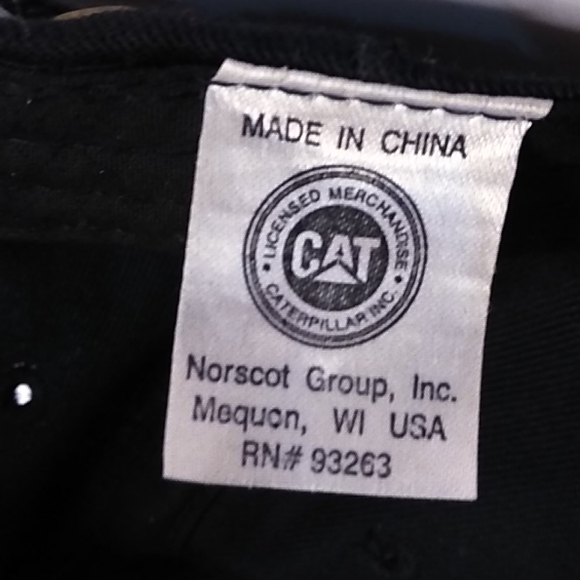 CAT Caterpillar Black Strapback Hat Cap - Picture 8 of 8